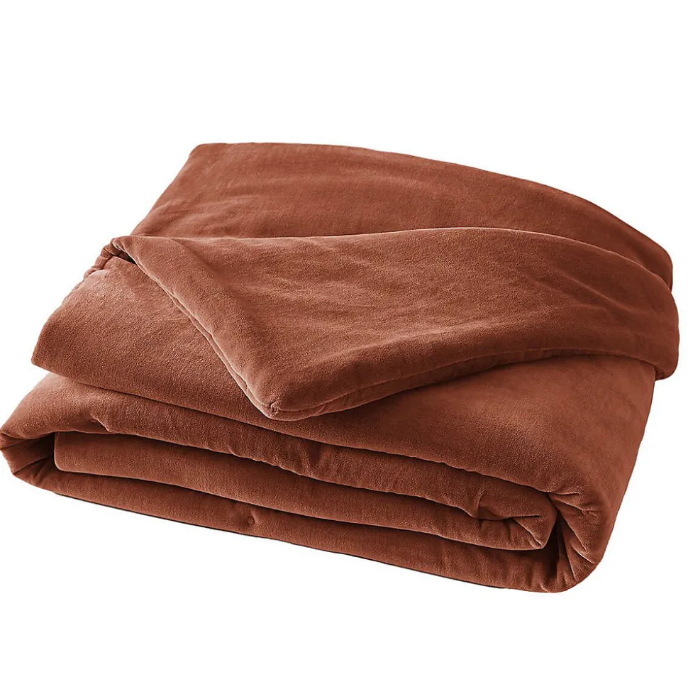 HARRIS - Chemin de Lit 90x200cm Velours de Coton Coloris Terracotta