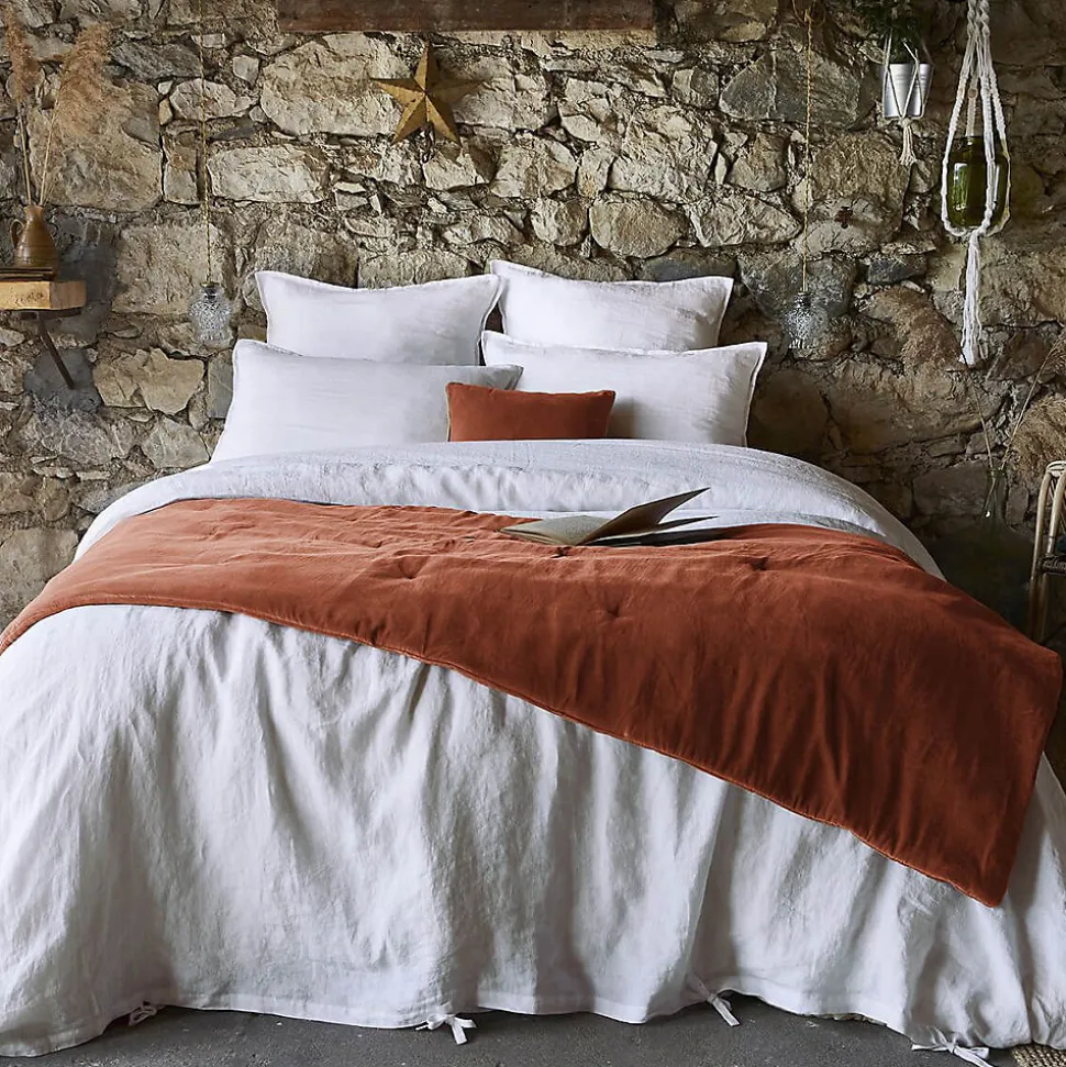 HARRIS - Chemin de Lit 90x200cm Velours de Coton Coloris Terracotta