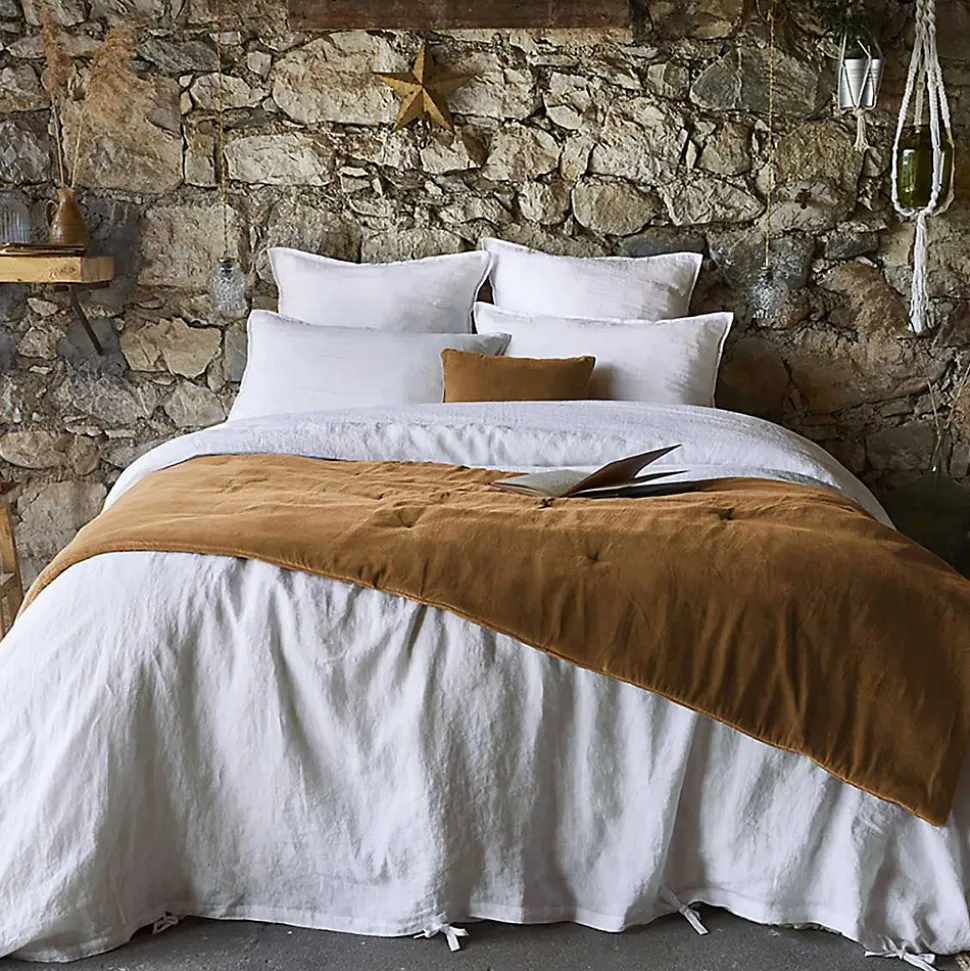 HARRIS - Chemin de Lit 90x200cm Velours de Coton Coloris Camel