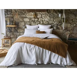 HARRIS - Chemin de Lit 90x200cm Velours de Coton Coloris Camel