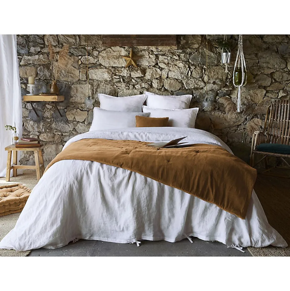 HARRIS - Chemin de Lit 90x200cm Velours de Coton Coloris Camel