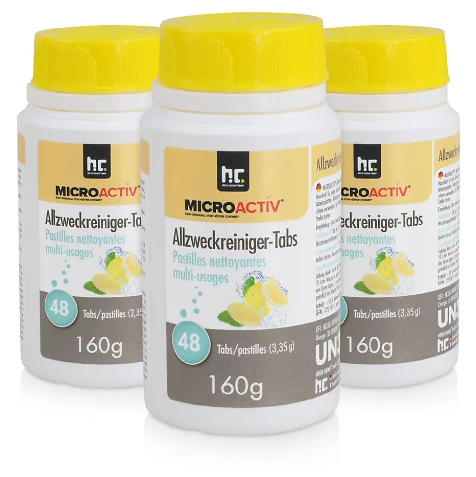 Höfer Chemie Microactiv Pastilles Nettoyantes Multi-usages 3 x 160 G, Parfum Citron