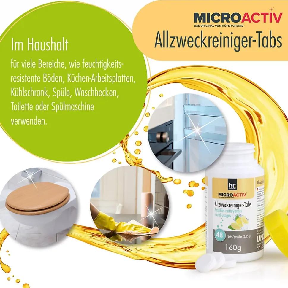 Höfer Chemie Microactiv Pastilles Nettoyantes Multi-usages 3 x 160 G, Parfum Citron