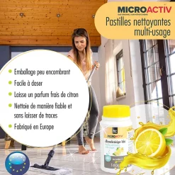 Höfer Chemie Microactiv Pastilles Nettoyantes Multi-usages 3 x 160 G, Parfum Citron