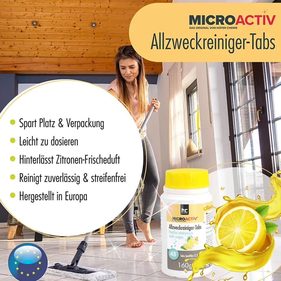 Höfer Chemie Microactiv Pastilles Nettoyantes Multi-usages 24 x 160 G, Parfum Citron