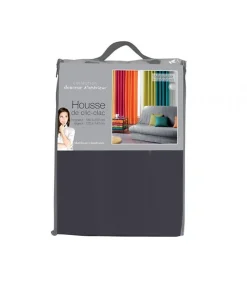 HOUSSE DE CLIC CLAC MAT. 120 à 140 CM - 185 à 200 CM POLYE. UNI ESSENTIEL BETON - 120 à 200cm - Gris anthracite