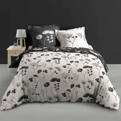 Housse de couette + 2 taies d'oreiller Iris - Douceur d'Intérieur - Parure de couette 260 x 240