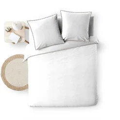 Housse de couette + 2 taies d'oreiller Noémie - Douceur d'Intérieur - Parure de couette 260 x 240