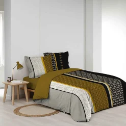 Housse de couette + 2 taies d'oreiller Smarty - Douceur d'Intérieur - Parure de couette 260 x 240