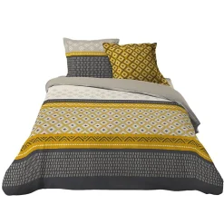 Housse de couette + 2 taies d'oreiller Isigeo - Douceur d'Intérieur - Parure de couette 240 x 220