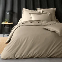 Housse de couette 100% Percale de Coton ORIGINE (260x240 cm - Sable)