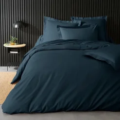 Housse de Couette 2 Personnes Percale Uni 78 fils percaline 240x220cm bleu