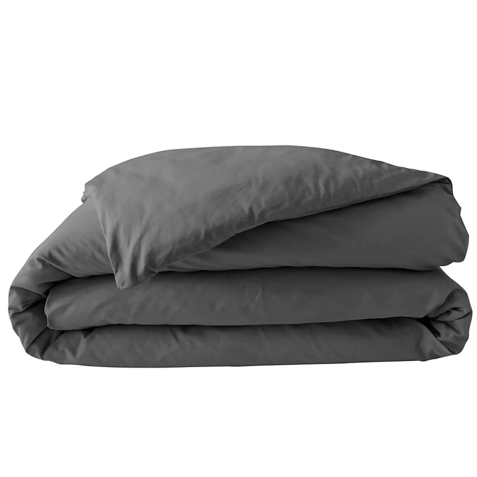 Housse de Couette 2 Personnes Percale Uni 78 fils percaline 240x220cm anthracite