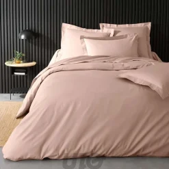 Housse de Couette 2 Personnes Percale Uni 78 fils percaline 260x240cm Rose