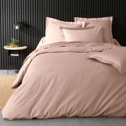 Housse de Couette 2 Personnes Percale Uni 78 fils percaline 260x240cm Rose
