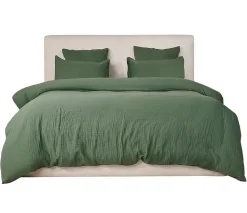 Housse de couette + taies gaze de coton lave Douceur