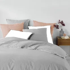 Housse de couette 260 x 240 cm coton lavé 57 fils Linette Gris