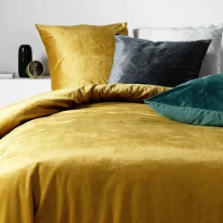 Housse de Couette 240 x 220 cm Velours Uni Velina Anthracite + 2 Taies