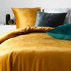 Housse de Couette 240 x 220 cm Velours Uni Velina Anthracite + 2 Taies