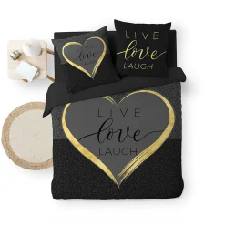 Housse de couette 240 x 220 cm + 2 taies Coton 42 fils Imprimé placé Crazy Love