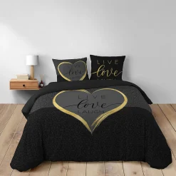 Housse de couette 240 x 220 cm + 2 taies Coton 42 fils Imprimé placé Crazy Love