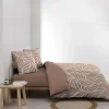 Housse de couette 240 x 220 cm imprimée 57 fils MORGANE Mocha 2 taies incluses