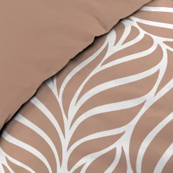 Housse de couette 240 x 220 cm imprimée 57 fils MORGANE Mocha 2 taies incluses