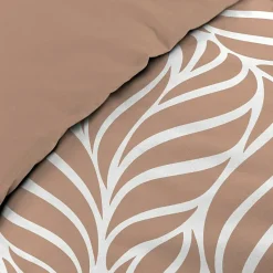 Housse de couette 240 x 220 cm imprimée 57 fils MORGANE Mocha 2 taies incluses