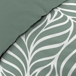Housse de couette 240 x 220 cm imprimée 57 fils MORGANE Sauge 2 taies incluses