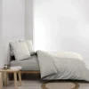 Housse de couette 240 x 220 cm imprimée 57 fils MORGANE Naturel 2 taies incluses