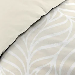 Housse de couette 240 x 220 cm imprimée 57 fils MORGANE Naturel 2 taies incluses