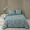 Housse de couette 240 x 220 cm imprimée 57 fils MORGANE Bleu 2 taies incluses