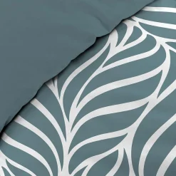 Housse de couette 240 x 220 cm imprimée 57 fils MORGANE Bleu 2 taies incluses