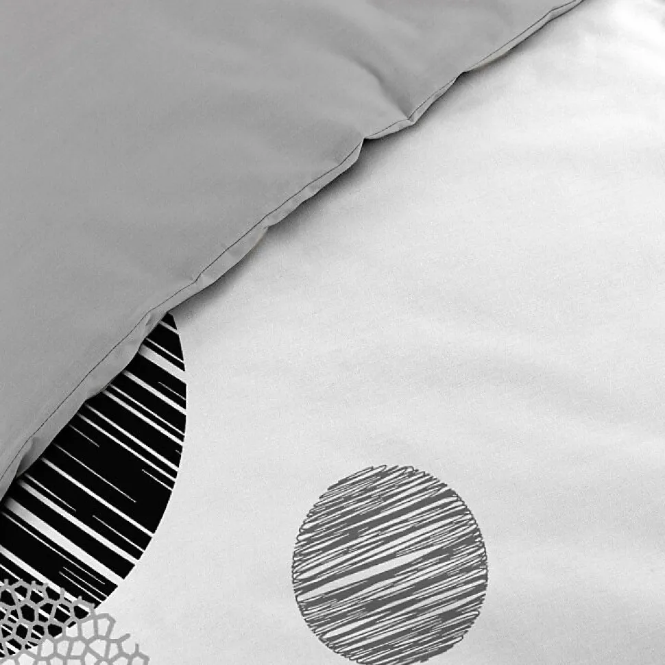 Housse de Couette 240 x 220 cm + 2 Taies 100 % Coton 57 Fils Stormi Noir & Blanc