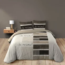 Housse de couette 260 x 240 cm + 2 taies Coton 42 fils Motif So Natural
