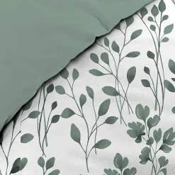 Housse de couette 240 x 220 coton naturel 57 fils MAIWEN Sauge + 2 taies