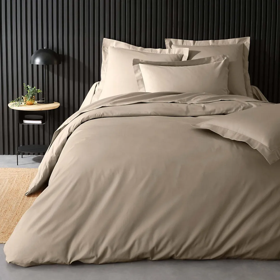 Housse de Couette Beige en Percale de Coton Douceur et Élégance 260 x 240 cm