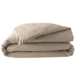 Housse de Couette Beige en Percale de Coton Douceur et Élégance 260 x 240 cm