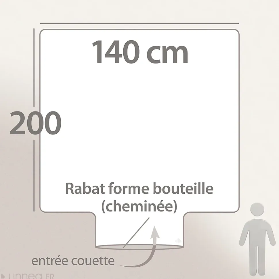 Housse de couette brodée 140x200 cm en percale de coton PASSE MONTAGNE bleu givré