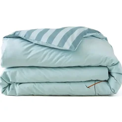 Housse de couette brodée 240x220 cm en percale de coton PASSE MONTAGNE bleu givré