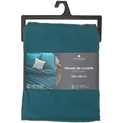 Housse de couette en coton - bleu canard 240x220 cm - Atmosphera
