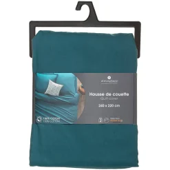 Housse de couette en coton - bleu canard 240x220 cm - Atmosphera