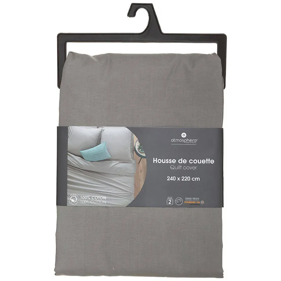 Housse de couette en coton - gris 240x220 cm - Atmosphera