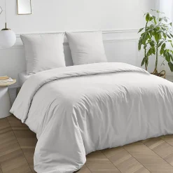 Housse de couette en coton 57 fils unie 200x200cm