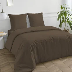 Housse de couette en coton 57 fils unie 200x200cm