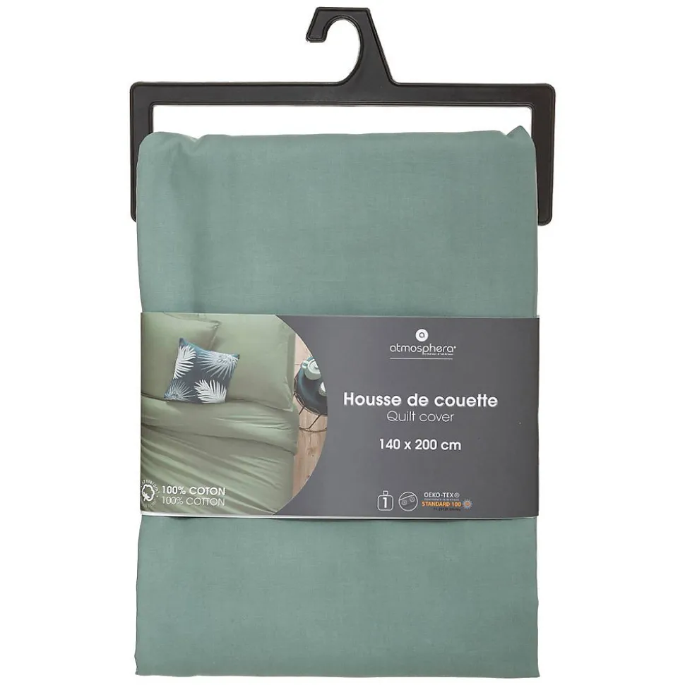 Housse de couette en coton - vert céladon 140x200 cm - Atmosphera
