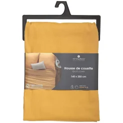 Housse de couette en coton - jaune moutarde 140x200 cm - Atmosphera
