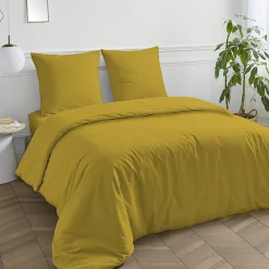 Housse de couette en coton 57 fils unie 200x200cm