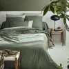 Housse de couette en percale de coton au galon géométrique (280x240 cm - Vert Olive)