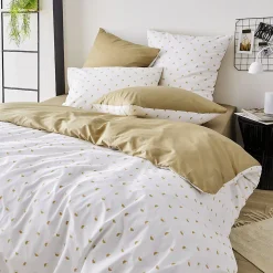 Housse de couette en percale au style géométrique (280x240 cm - Beige)